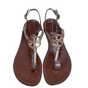 Tory Burch Sling‎ Gold Logo Sandals Size Women's  9 M